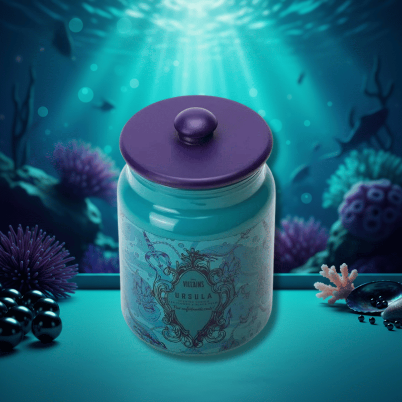 Disney Ursula Ceramic Sea Flower & Black Pearl Aqua Candle by Disney Home Fragrance