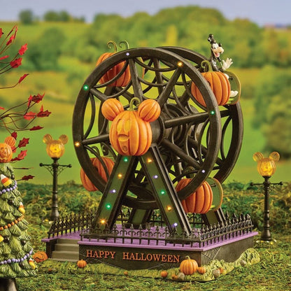 Disney Village Pumpkintown Illuminated Ferris Wheel Figurine By Department 56 6015597