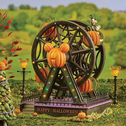 Disney Village Pumpkintown Illuminated Ferris Wheel Figurine By Department 56 6015597