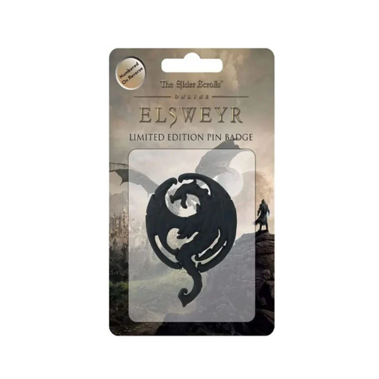 The Fanattik The Elder Scrolls Online Elsweyr Pin Badge is a limited edition metal brooch, featuring the games dragon emblem on a fantasy-themed backing card—ideal for any dragon enthusiast or festival fan.
