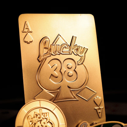 Fallout: New Vegas Lucky 38 Imitation Gold Casino Gifft Set Badge, Poker Chip, Playing Card
