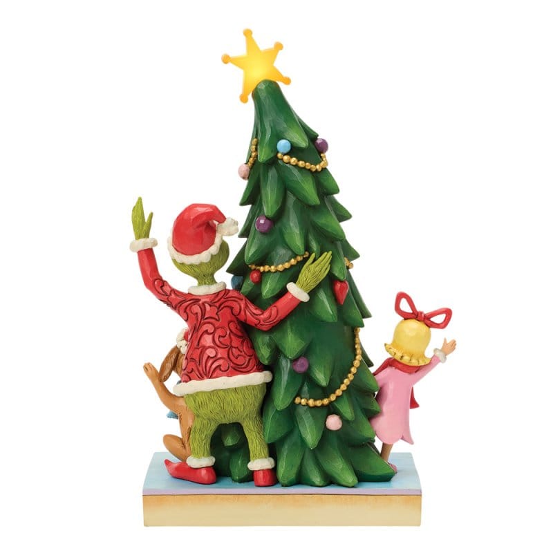 Grinch, Cindy & Max Peeking out from LED Tree  Figurine By Jim Shore 6018962