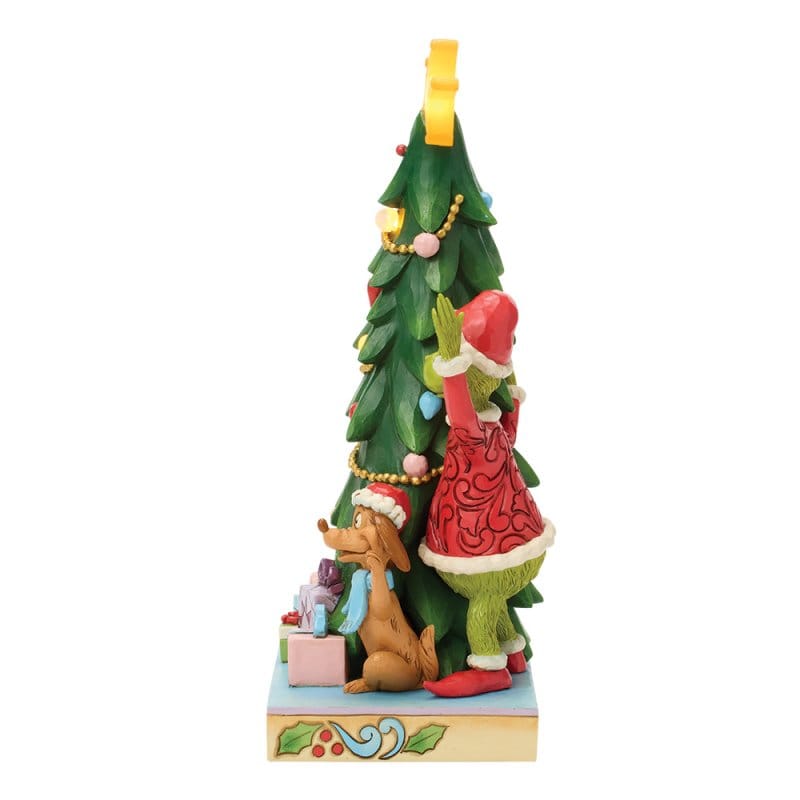 Grinch, Cindy & Max Peeking out from LED Tree  Figurine By Jim Shore 6018962