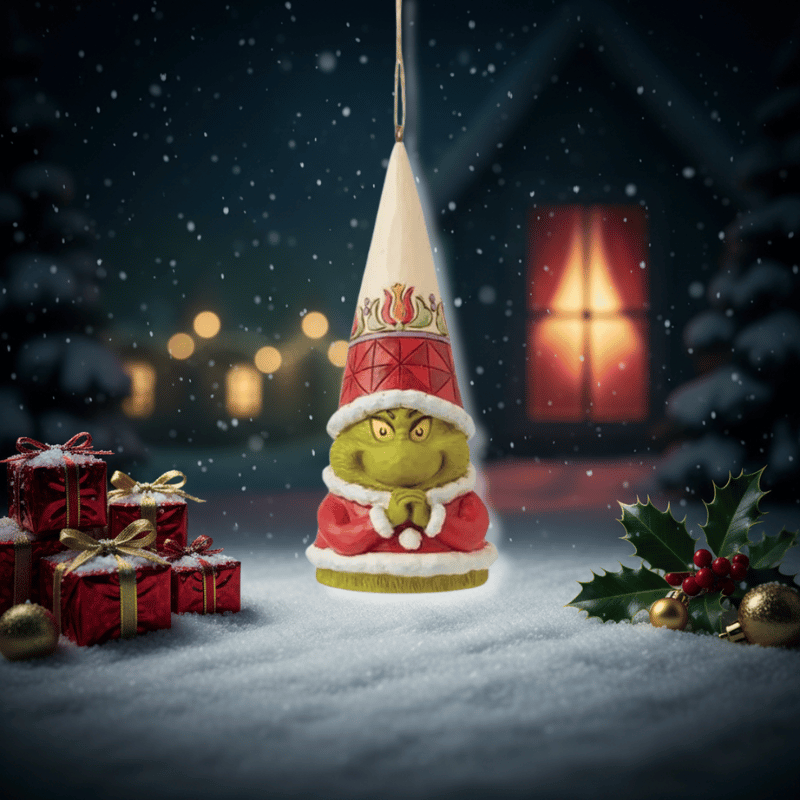 Grinch Gnome with Hands Clenched Hanging Ornament Figurine By Jim Shore