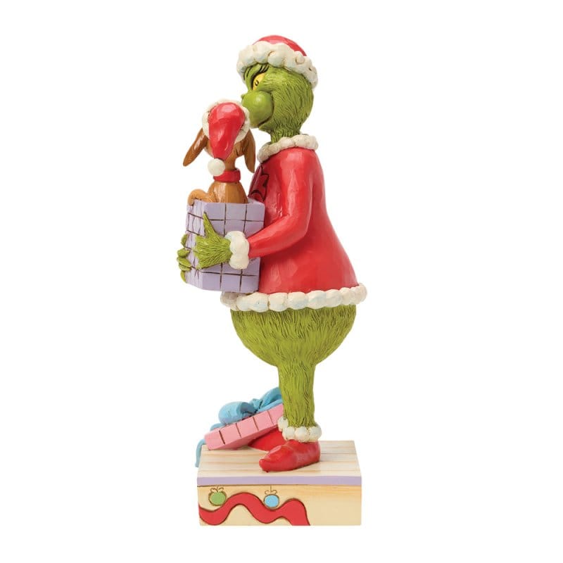 Grinch holding Gift with Max popping out Figurine By Jim Shore 6018957