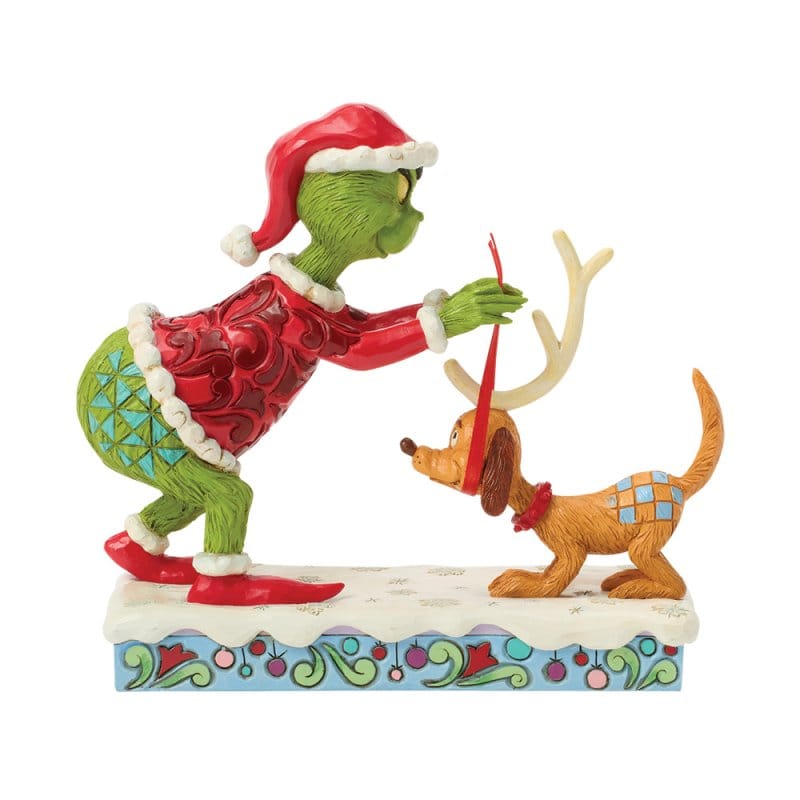 Grinch tying Antlers on Max Figurine By Jim Shore 6018955