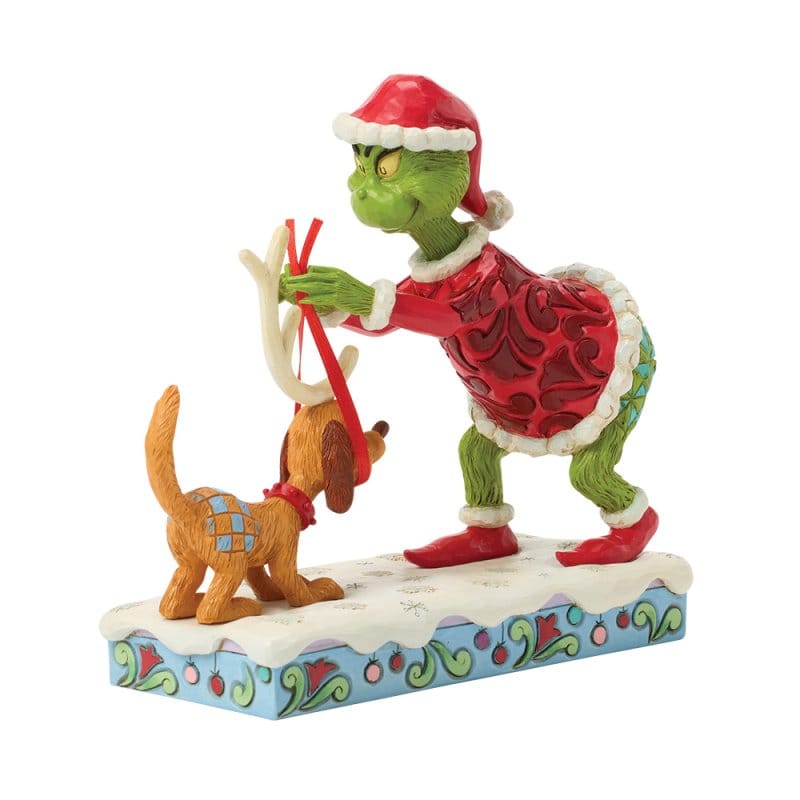Grinch tying Antlers on Max Figurine By Jim Shore 6018955