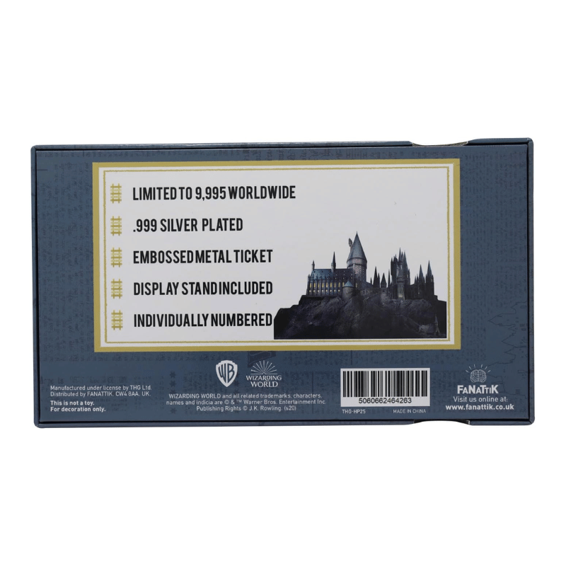 Harry Potter Hogwarts Express Limited Edition Silver Replica Ticket by Fanattik