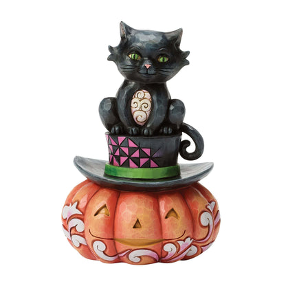 Heartwood Creek Black Cat Sitting On Top Hat Figurine By Jim Shore