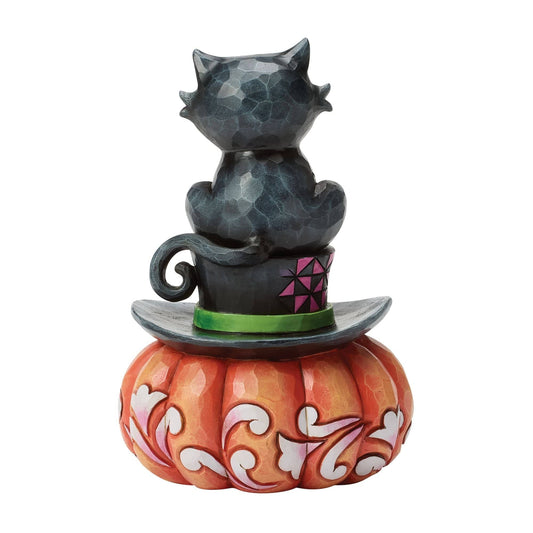 Heartwood Creek Black Cat Sitting On Top Hat Figurine By Jim Shore