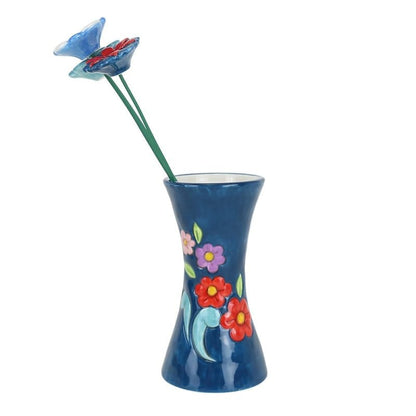 Heartwood Creek Blue Vase with Floral Motif By Jim Shore
