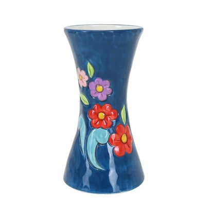 Heartwood Creek Blue Vase with Floral Motif By Jim Shore