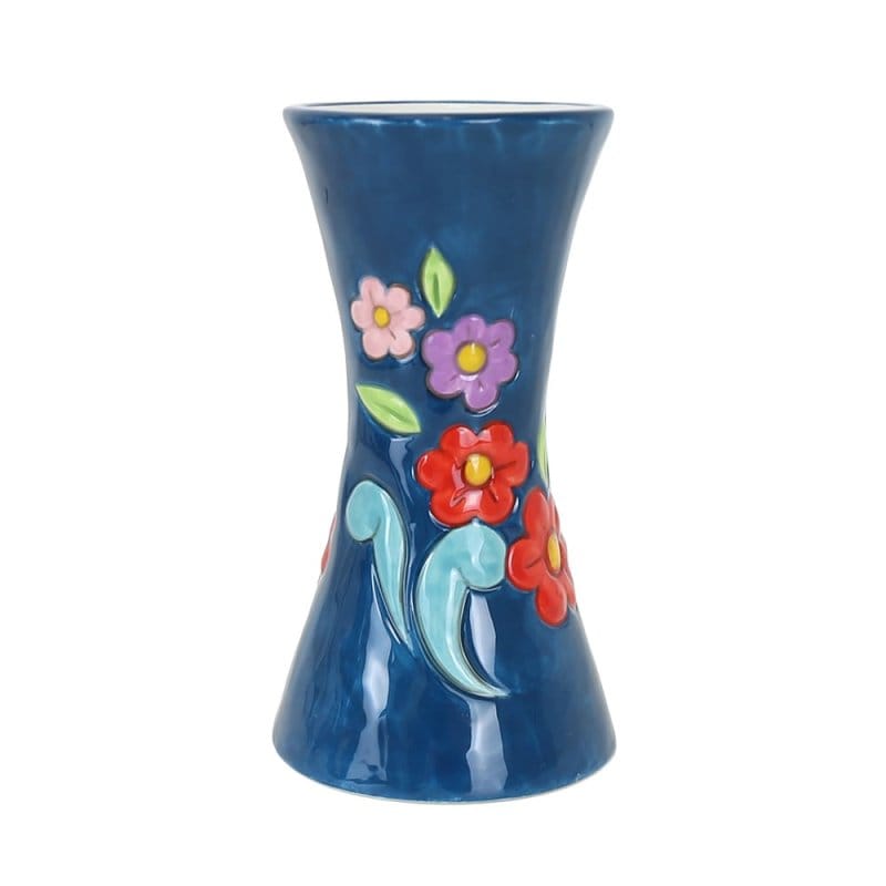 Heartwood Creek Blue Vase with Floral Motif By Jim Shore