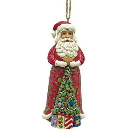 Heartwood Creek By Jim Shore Santa With Tree On Coat Hanging Ornament 6015541