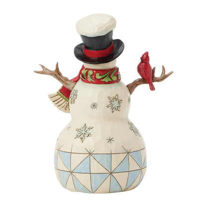 Heartwood Creek By Jim Shore Snowman With Top Hat & Cardinal Figurine 6017055