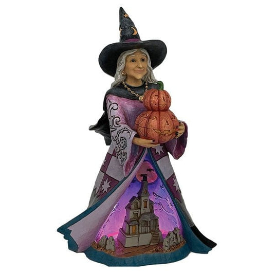 Heartwood Creek By Jim Shore Spellbinding Smiles (Good Witch with LED Pumpkins) Figurine 6016638