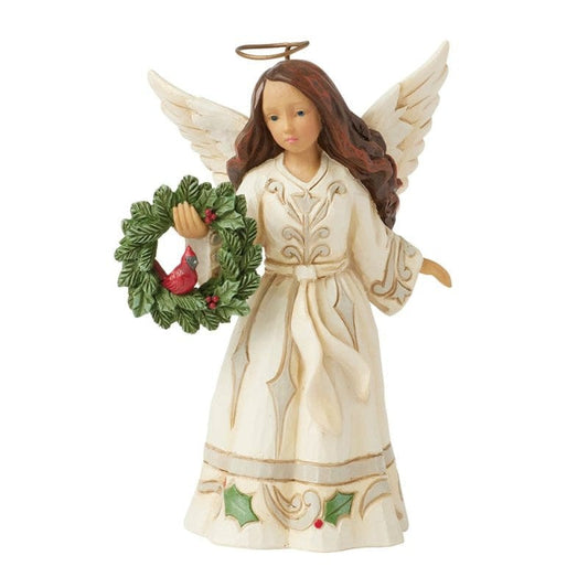 Heartwood Creek By Jim Shore White Woodland Angel With Cardinal Figurine 6017174