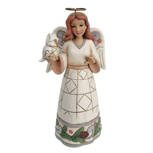 Heartwood Creek By Jim Shore White Woodland Angel With Owl Hanging Ornament 6017184