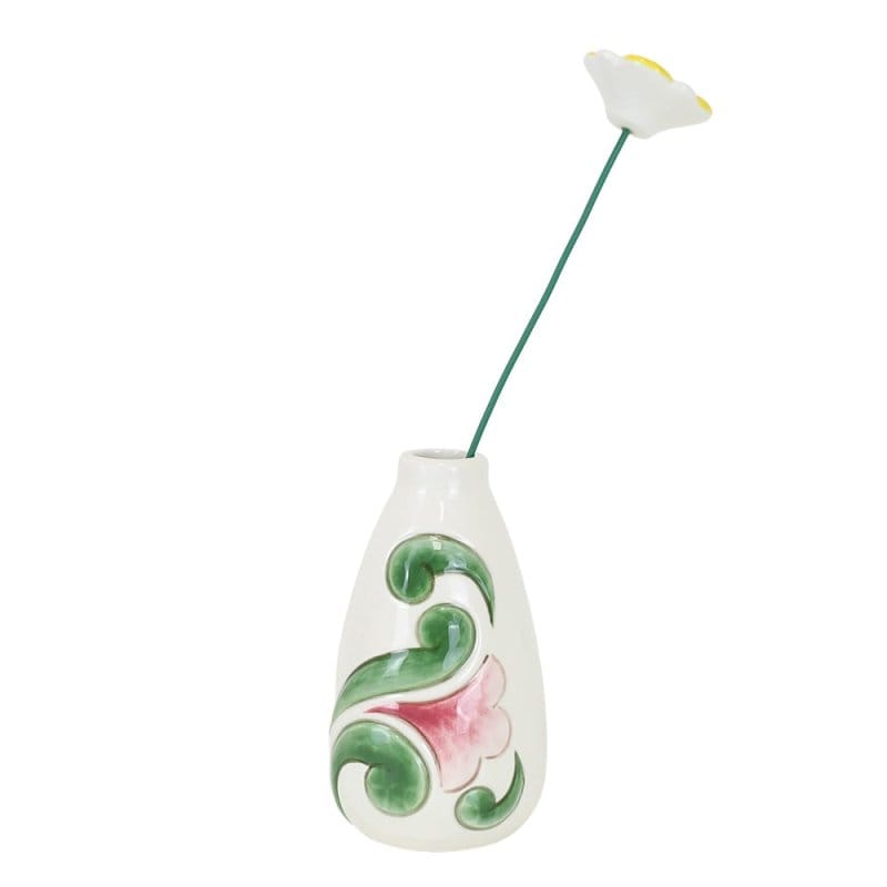 Heartwood Creek Cream Vase with Floral Motif By Jim Shore