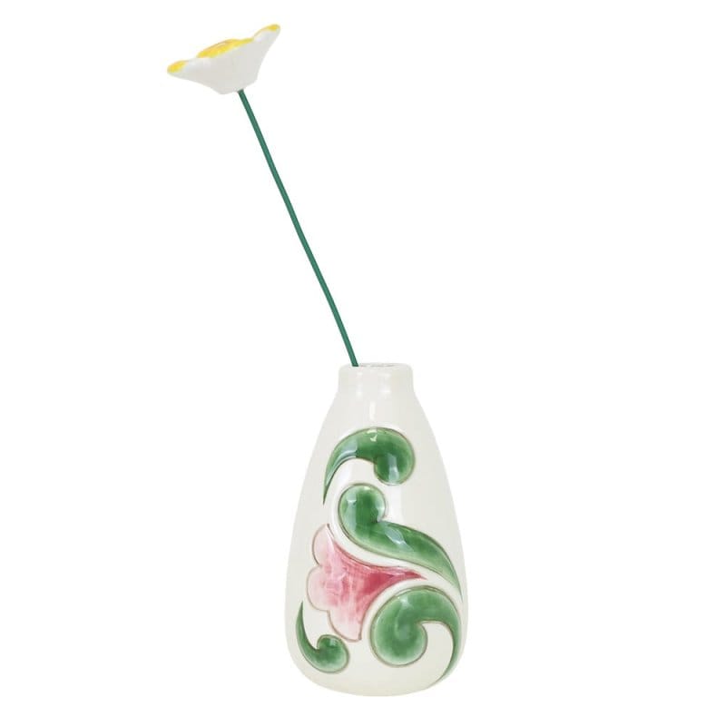 Heartwood Creek Cream Vase with Floral Motif By Jim Shore