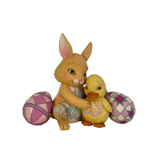 Heartwood Creek Easter Bunny Hugging Duckling Figurine By Jim Shore