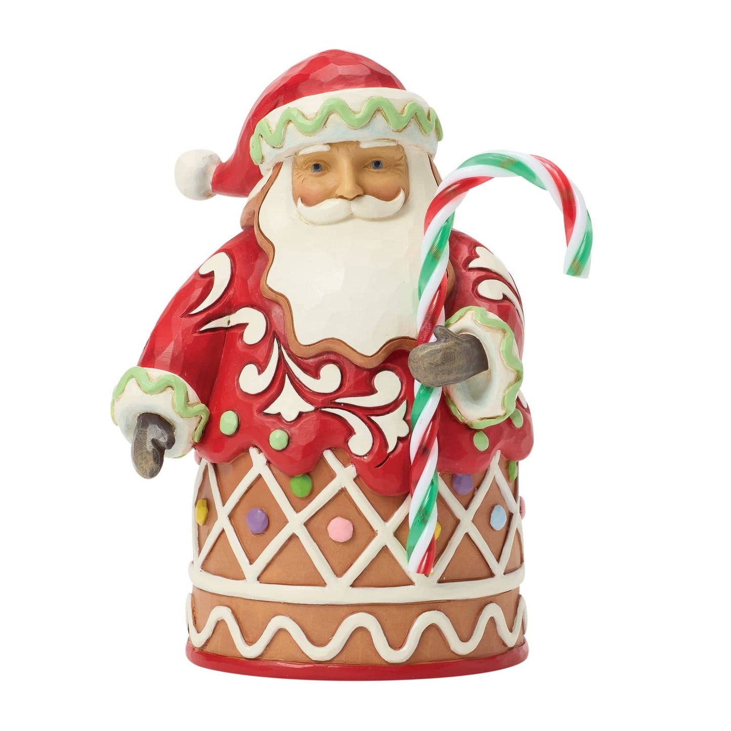 Heartwood Creek Gingerbread Santa with Candy Cane Pint-Sized Figurine By Jim Shore
