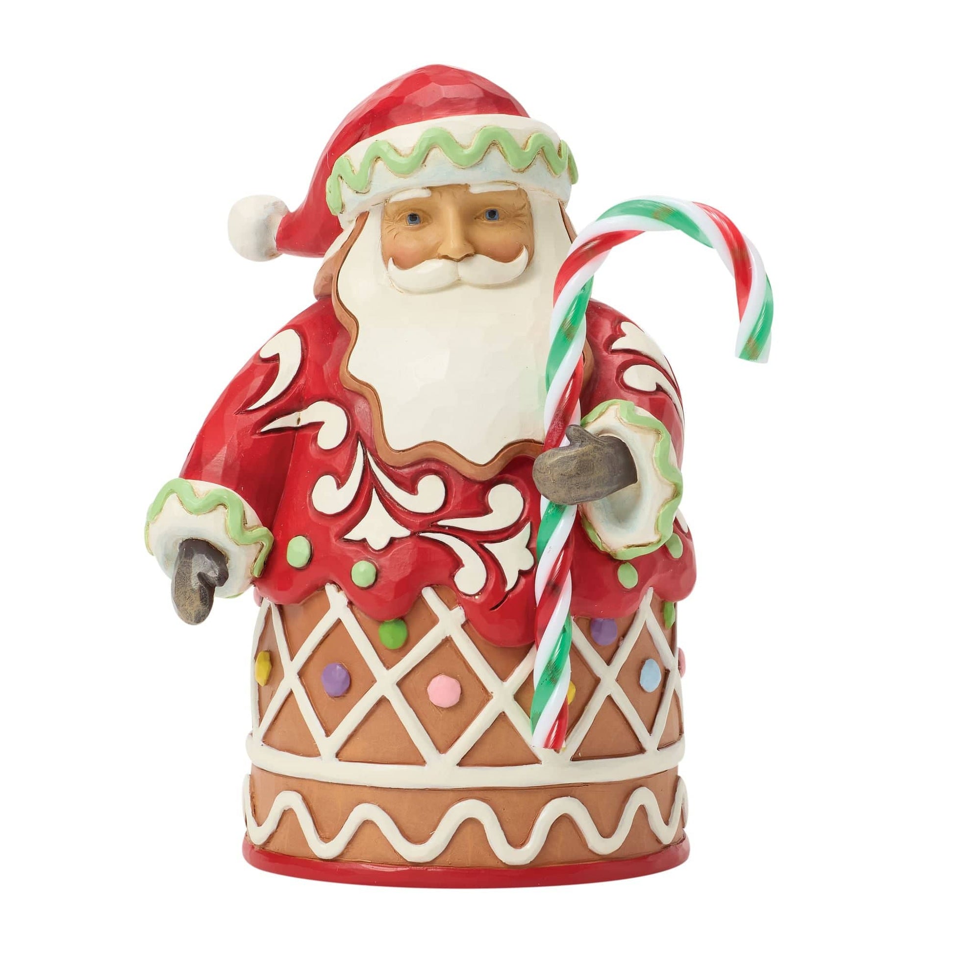 Heartwood Creek Gingerbread Santa with Candy Cane Pint-Sized Figurine By Jim Shore