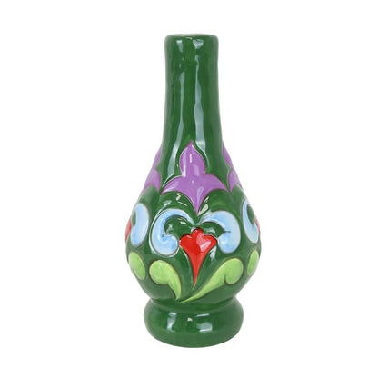Heartwood Creek Green Vase with Floral Motif By Jim Shore