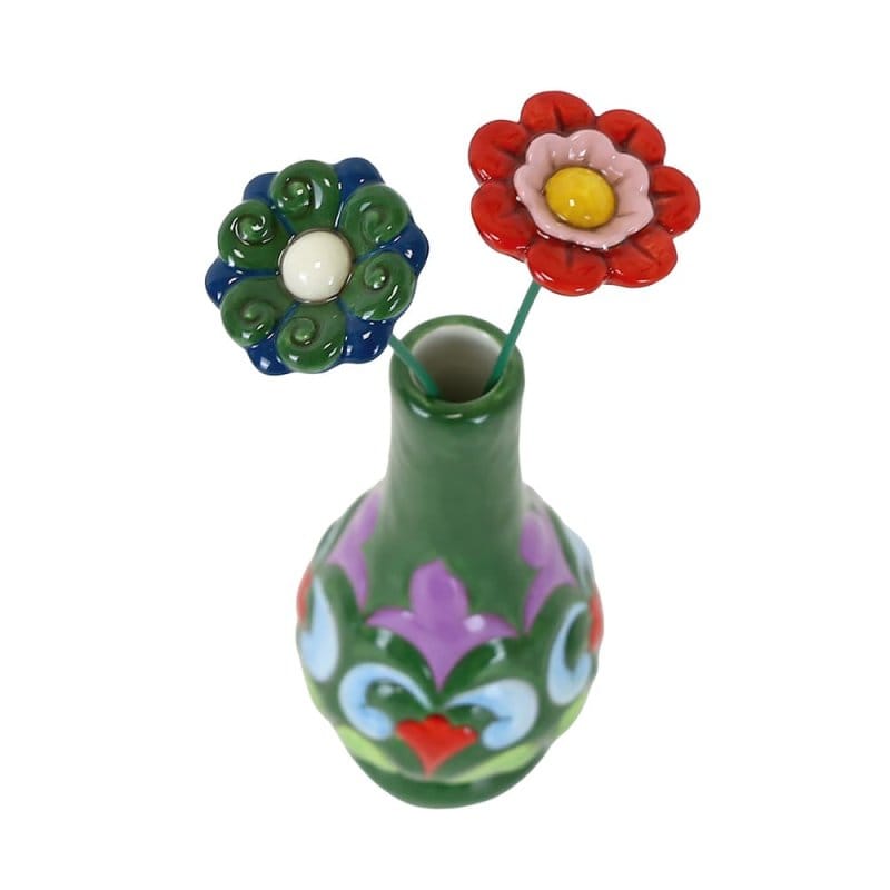 Heartwood Creek Green Vase with Floral Motif By Jim Shore