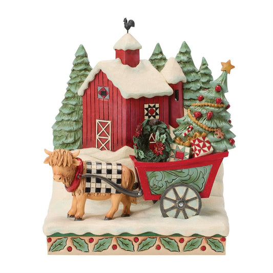 Heartwood Creek Highland Glen Barn Scene Figurine By Jim Shore