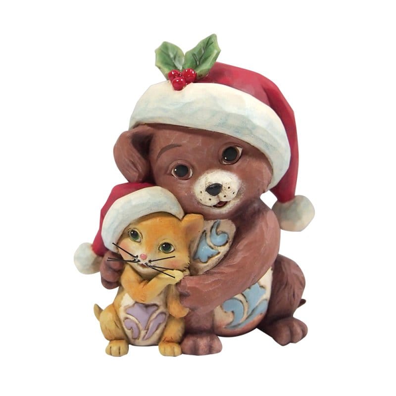 Heartwood Creek Hugging Dog And Cat Mini Figurine By Jim Shore