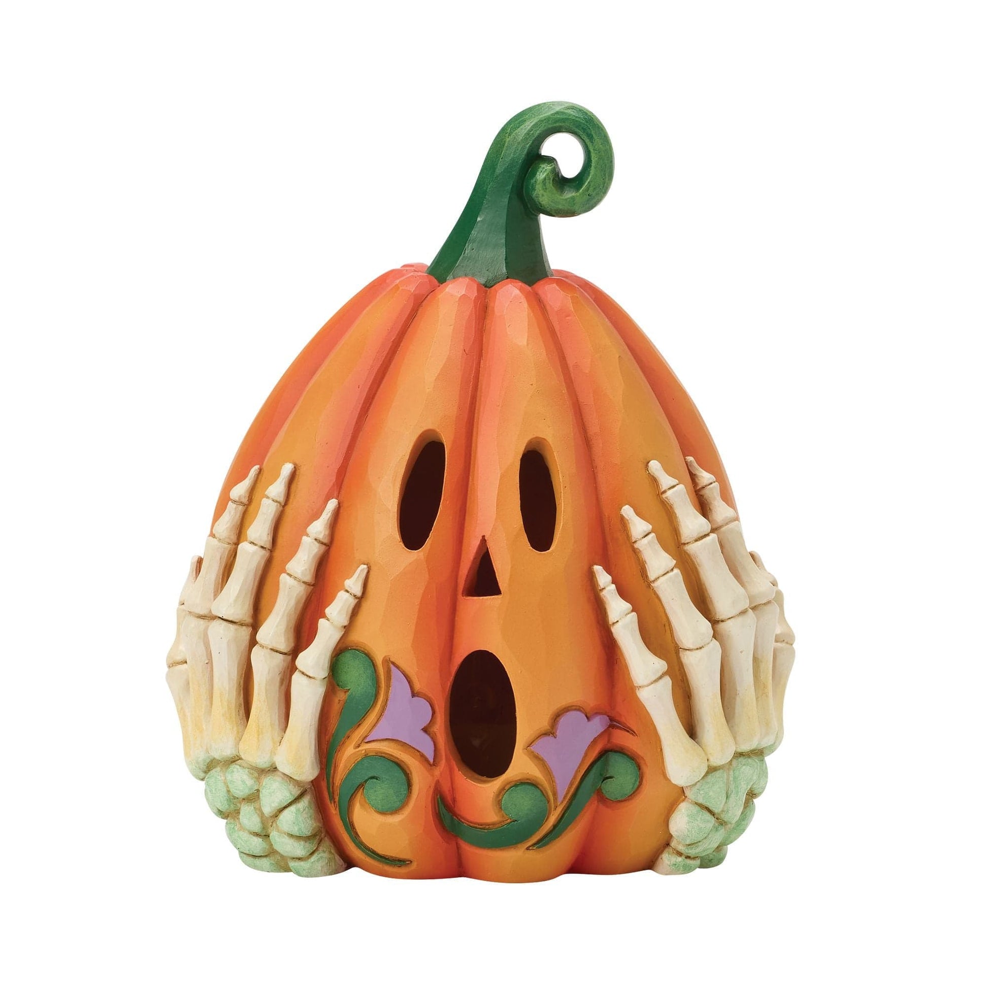 Heartwood Creek LED Jack O Lantern Skeleton Hands Figurine By Jim Shore