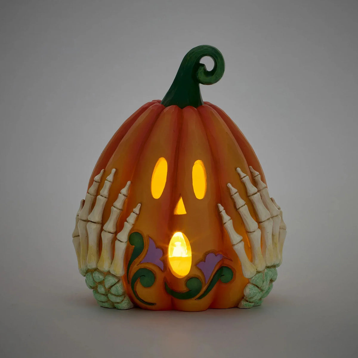 Heartwood Creek LED Jack O Lantern Skeleton Hands Figurine By Jim Shore