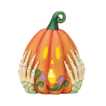 Heartwood Creek LED Jack O Lantern Skeleton Hands Figurine By Jim Shore
