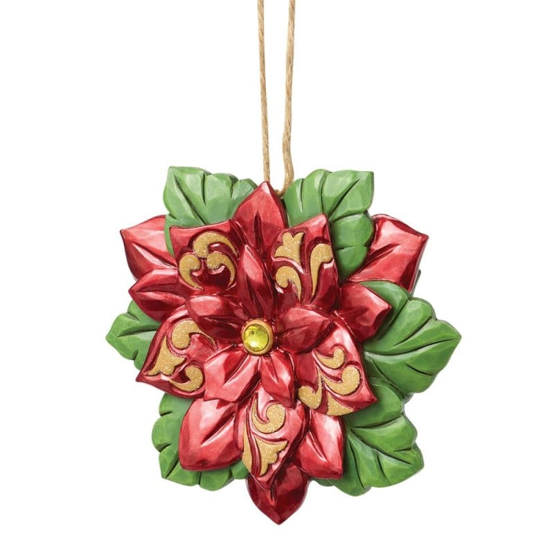 Heartwood Creek Legend Christmas Poinsettia Hanging Ornament By Jim Shore