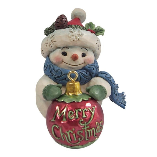 Heartwood Creek Mini Snowman With Large Ball Hanging Ornament By Jim Shore