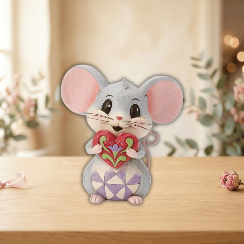 Heartwood Creek Mouse Holding A Heart Figurine By Jim Shore
