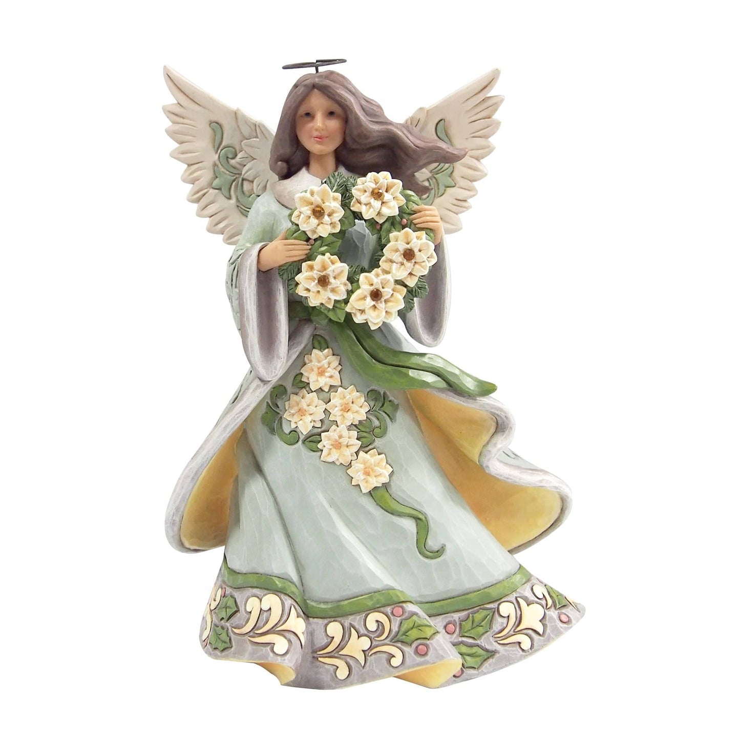 Heartwood Creek Opal and Moss Angel Poinsettia Figurine By Jim Shore