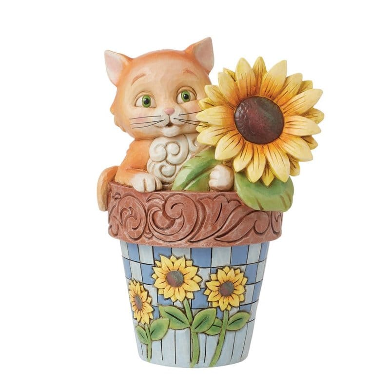 Heartwood Creek Paws 'n' Petals Cat in Flowerpot Figurine By Jim Shore