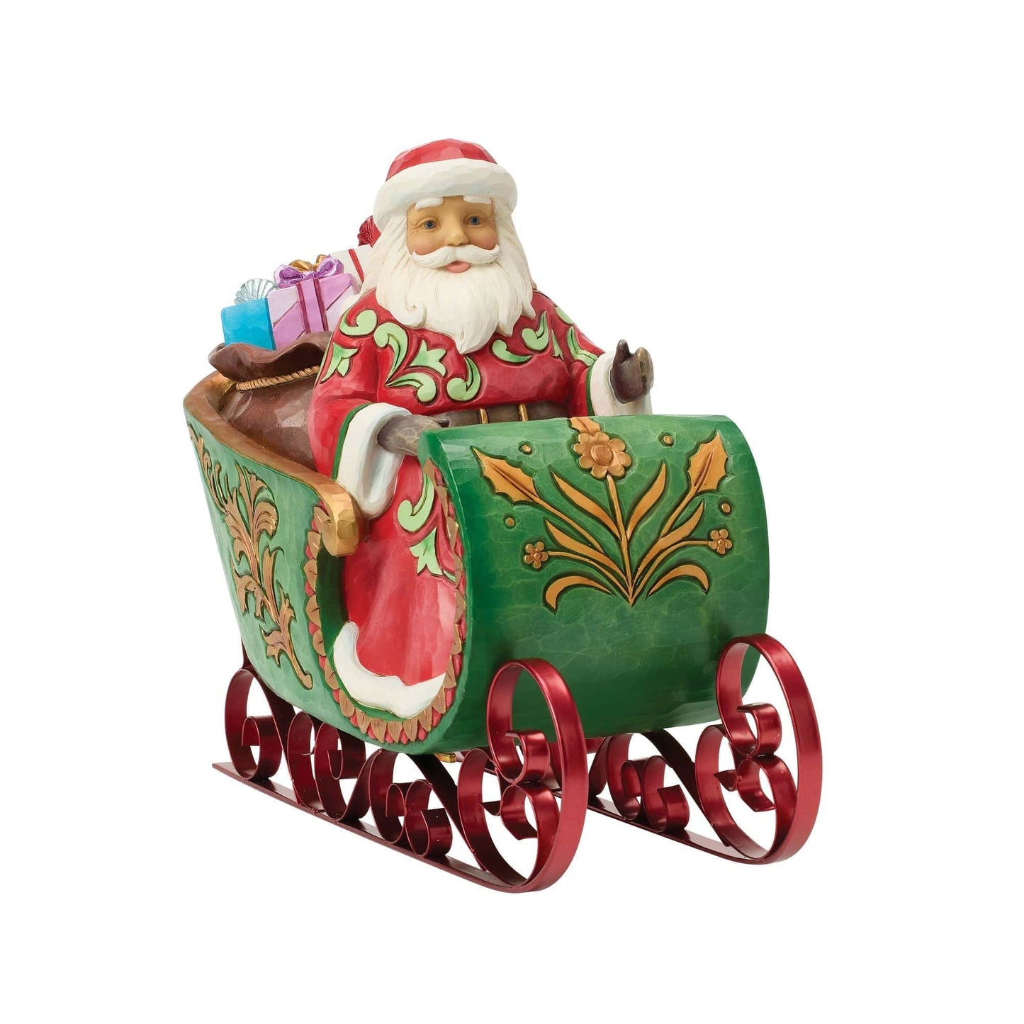 Heartwood Creek Santa In Musical Sleigh Figurine By Jim Shore