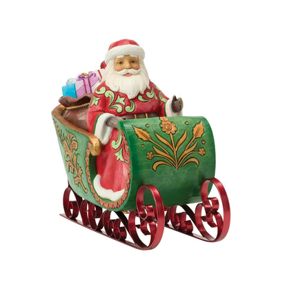Heartwood Creek Santa In Musical Sleigh Figurine By Jim Shore