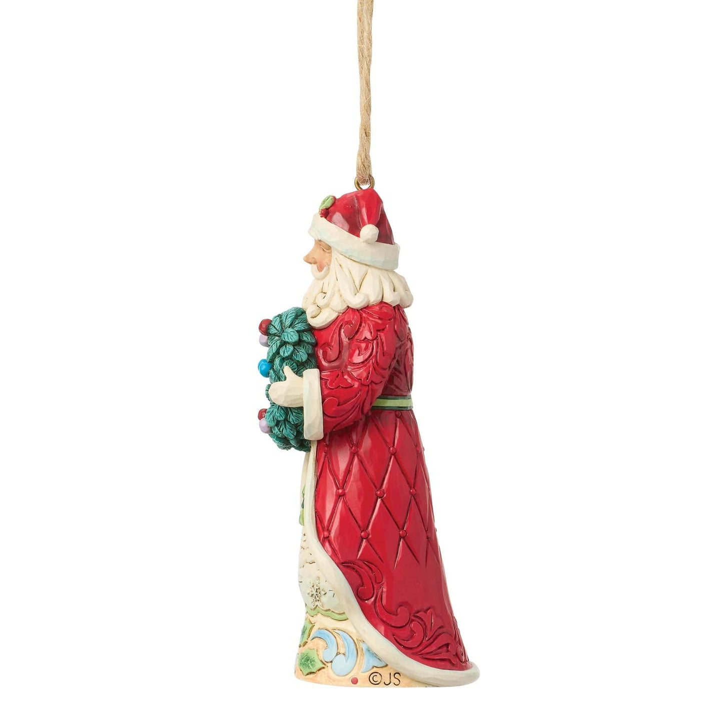 Heartwood Creek Santa With Wreath Hanging Ornament By Jim Shore