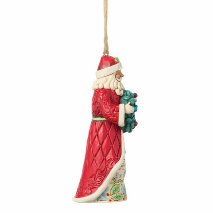 Heartwood Creek Santa With Wreath Hanging Ornament By Jim Shore