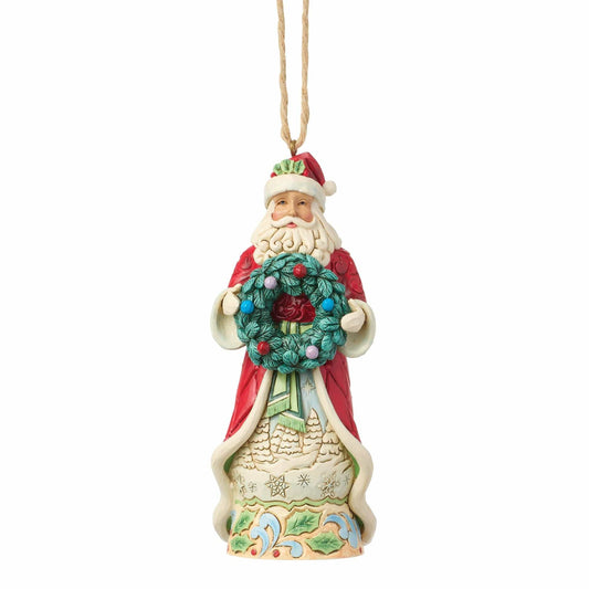 Heartwood Creek Santa With Wreath Hanging Ornament By Jim Shore
