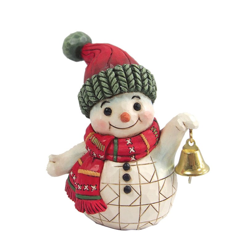 Heartwood Creek Snowman Holding Bell Mini Figurine By Jim Shore