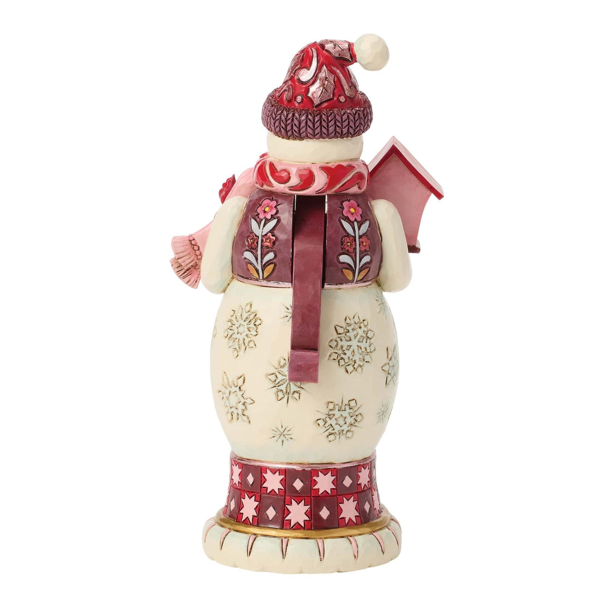 Heartwood Creek Snowman Nutcracker Red and Pink Figurine By Jim Shore