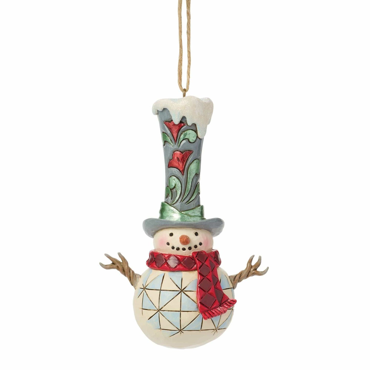 Heartwood Creek Snowman Tall Hat Hanging Ornament By Jim Shore
