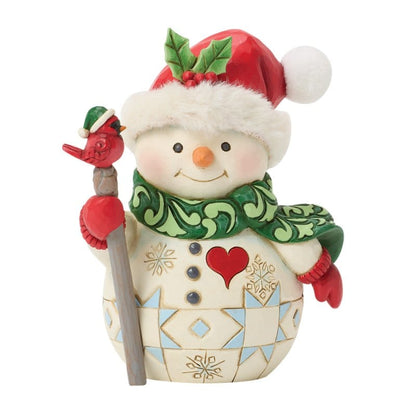 Heartwood Creek Snowman with Bird On Stick Pint-Sized Figurine By Jim Shore