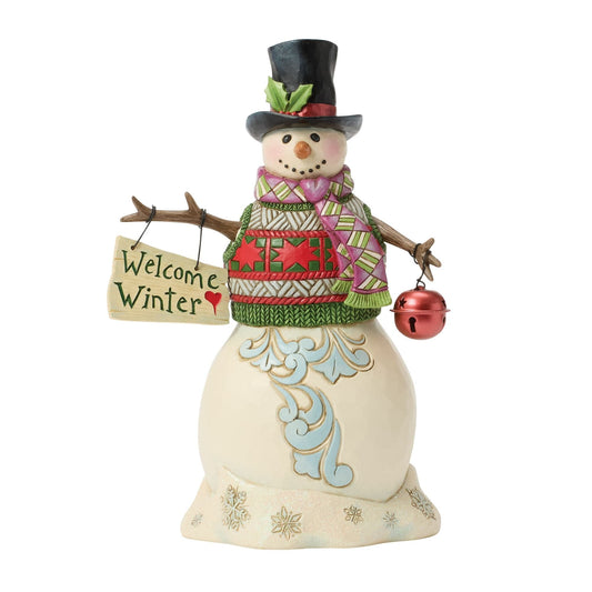 Heartwood Creek Snowman With Sign Figurine By Jim Shore