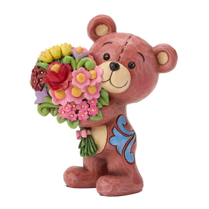 Heartwood Creek Teddy Bear With Bouquet Figurine By Jim Shore